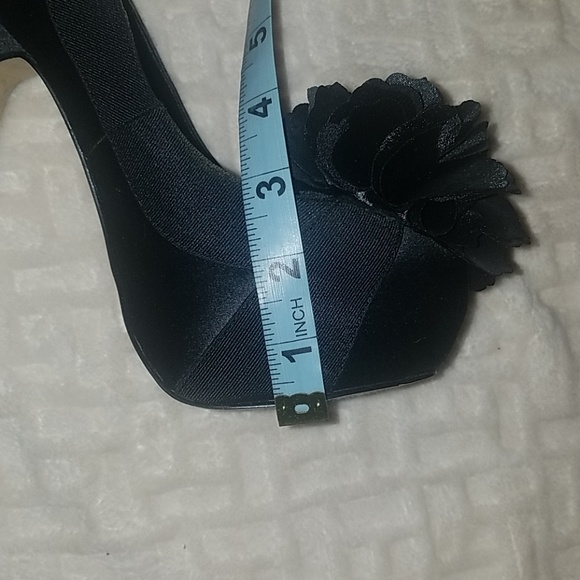 BEBE black satin heels with floral detail - Picture 4 of 6